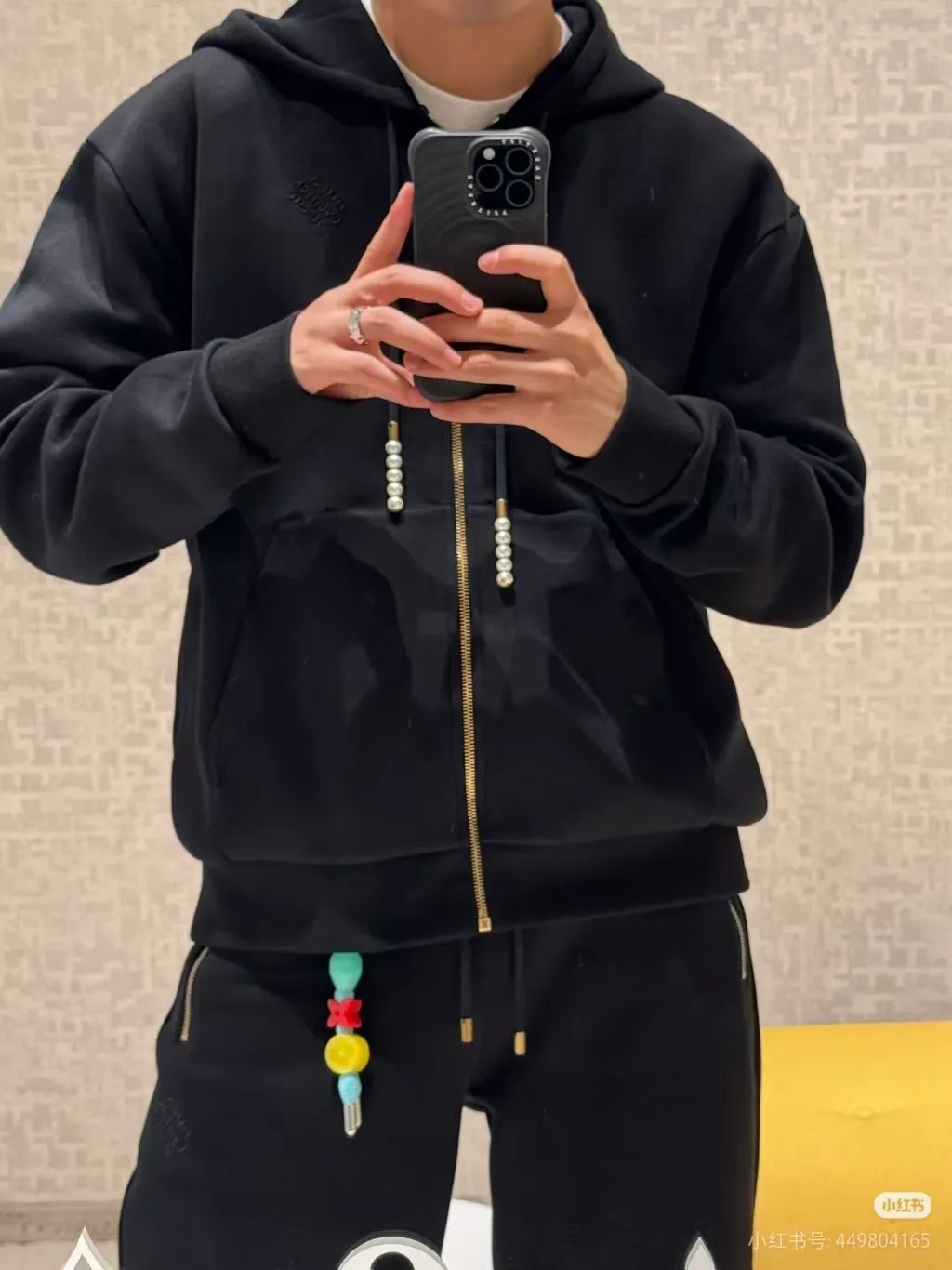 Louis Vuitton/Louis Vuitton Pearl Drawstring Letter Embroidered Zip Hooded Jacket